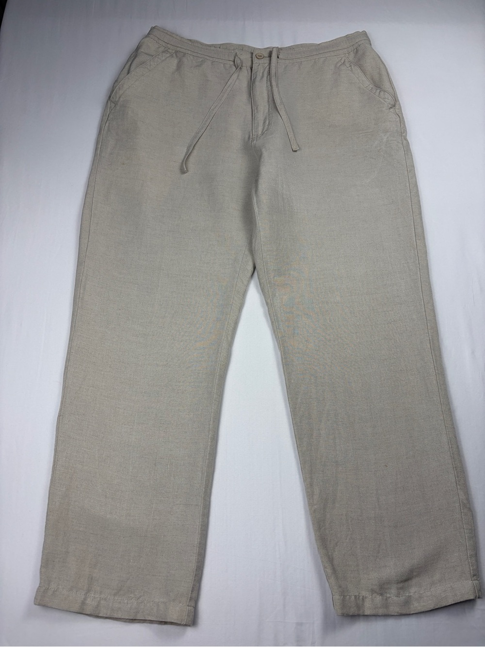 Cubavera Men's Linen-Blend Drawstring Pants - Light Beige